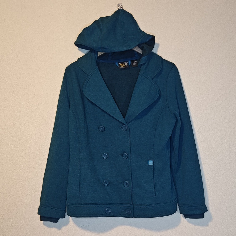 Mountain Hardwear Jacket Womens Med Teal Double Breasted Hooded Peacoat OL4947 - Picture 2 of 12